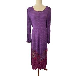 Vintage Willow Ridge Maxi Dress Size Medium Purple Long Sleeve Boho Cottagecore